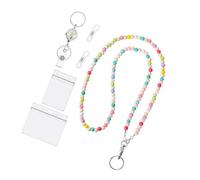 Cordon perlé avec protecteur de carte transparent, porte-badge rétractable et sangle de cou amovible pour bureau, école, porte-badge avec clip rétractable