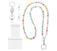 Cordon perlé avec protecteur de carte transparent, porte-badge rétractable et sangle de cou amovible pour école moderne ABS