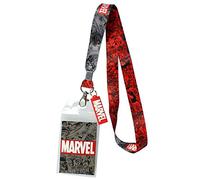 Cordon porte badge ID Marvel et 2 Pendentif en caoutchouc" avec Script soulevé