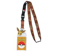 Cordon porte-badge Pokémon 133 Évoli avec breloque en caoutchouc et clip détachable