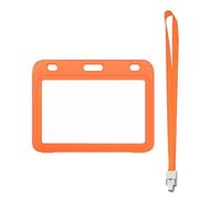 Cordon Porte Badge, Porte Badge Plastique Transparent, Porte Badge Tour de Cou, Porte Badge Horizontal, Porte Badge Infirmiere, Porte Carte Avec Cordon Pour Carte Transport, Cartes Crédit, Orange