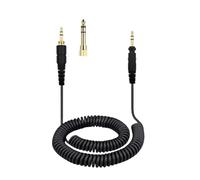 Cordon pour casque d'écoute studio compatible | Câble spiralé verrouillable, prise de 3,5 mm, finition noire, pratique du DJ