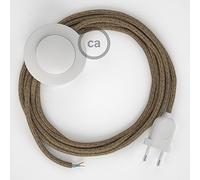 Cordon pour lampadaire, câble RS82 Coton et Lin Naturel Marron 3 m. Choisissez la Couleur de la fiche et de l'interrupteur! - Blanc