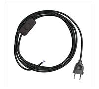 Cordon pour Lampe Abat- Jour Câble électrique avec revêtement en tissu 1,80 m. Noir, Blanc/Noir, Rouge, Whiskey, Argent, Torsade Or (NOIR)