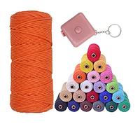 Cordon pour macramé - 3 mm x 100 m - 1 mètre ruban 100 % coton naturel - 4 brins torsadés - Pour loisirs créatifs, décoration de Noël et de mariage - Orange