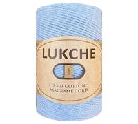 Cordon pour macramé bleu layette 2 mm x 230 m - Cordon coloré pour macramé en coton, fil pour macramé, cordon artisanal en coton coloré pour suspension murale, suspension de plantes, artisanat,