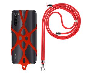 Cordon pour Smartphone avec Silicone Universel Extensible Réglable 90cm Rouge