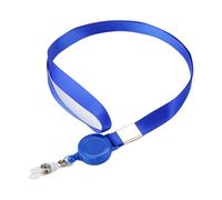 Cordon rétractable bleu extensible avec clip tour de cou plat pour badge d'identification pour école, réunion, affaires, salons commerciaux