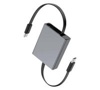 Cordon rétractable de 66 W avec coque en aluminium pour voyage - Câble à débit rapide pour plusieurs appareils