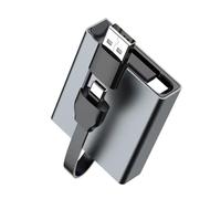 Cordon rétractable de 66 W avec coque en aluminium pour voyage - Câble à débit rapide pour plusieurs appareils