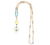 Cordon rétractable - Design perles en bois - Durable - Robuste - Porte-badge pratique - Portable - Rétractable pour clés, cartes et cartes d'identité - Élégant pour les femmes - Bureau école R