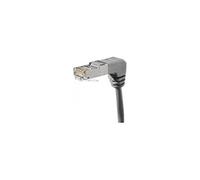 Cordon RJ45 catégorie 6A S/FTP coudé bas gris - 0,7 m