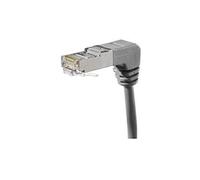 Cordon RJ45 catégorie 6A S/FTP coudé bas gris - 1 m