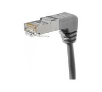 Cordon RJ45 catégorie 6A S/FTP coudé bas gris - 2 m