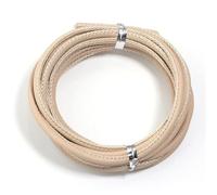 Cordon Rond en Cuir de Mouton Cousu, 5 mètres, 3 mm, for Loisirs créatifs, Fabrication de Bijoux et Accessoires de Couture - Écologique et Durable(Beige)