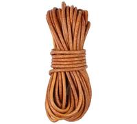 Cordon rond en cuir véritable - 2 mm x 5 m - Bijoux, artisanat, porte-clés - Marron jaune