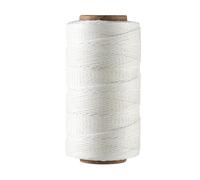 Cordon rond en polyester ciré 0,8 mm, fil 3 brins enduit de cire, 180 m, corde rigide pour tissu épais, couture du cuir, reliure de livres, réparation de tapisserie et bijoux macramé - Blanc