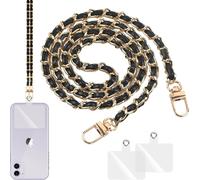 Cordon Sac À Main En Pu Cuir Aluminium Lanière Universelle Longue Dragone Anti-Perte Bandouliere Longue,Chaine Telephone Portable Tour Cou Avec 2 Patch Rechange De Plupart Des Smartphones.[K195]