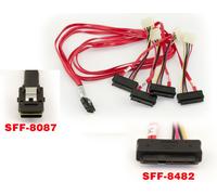 KALEA-INFORMATIQUE Cordon SAS MiniSAS SFF-8087 vers 4 fiches SFF-8482. Longueur 1M, SFF8087 26 broches Mini-SAS interne vers SFF8482 SAS interne G
