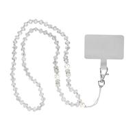 Cordon Smartphone Universel Coque et Etui Pendentif avec perles 74cm Blanc