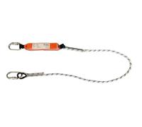 Cordon Spanset anti-chute 2 m avec absorbeur d'énergie à scratch avec 2 mousquetons en acier. Conforme à la norme EN355.