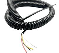 Cordon spiral à ressort， Câble d'alimentation en spirale noir 20awg, résistant au froid, cordon enroulé à 4 fils, bobine rétractable(Stretch 1.25 Meters)