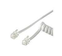 Goobay 50246 Combiné téléphonique Câble spiralé, câble plat avec prise RJ10 (4P4C) vers prise RJ10 (4P4C) ; blanc ; 2 mètres