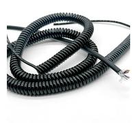 Cordon spiralé à ressort Câble à ressort enroulé en spirale 6 noyaux 24AWG 0,2 mm² noir 2,5-7,5 mètres(5 meters)