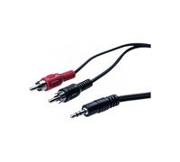 Cordon stéreo Jack 3.5 mm vers 2 x RCAM noir - 1,80 m