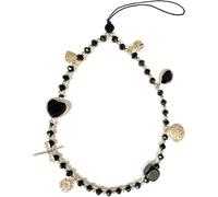 Cordon Telephone Portable, Bijoux de Telephone, Dragonne, Longe, 1 Pièce Cristal Anti-perte étui Pendentif Chaîne (Noir)