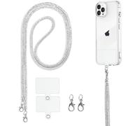 Cordon Telephone Portable Universelle Avec 2 Patchs,Strass Scintillants Lot De Universal Chaine Telephone Portable Collier De Longe, Compatibles Avec Plupart Des Smartphones, Blanc[Car781604]