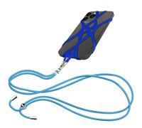 Cordon Téléphone Tour du cou Réglable 90cm avec Attache en Silicone Bleu