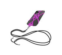 Cordon Téléphone Tour du cou Réglable 90cm avec Attache en Silicone Violet