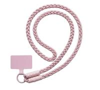 Cordon Téléphone Universel Résistant, Bandoulière Tressée avec Patch Anti-Vol - Rose - E.F.Connection