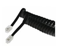 Goobay 68002 Combiné téléphonique Câble spiralé, câble plat avec prise RJ10 (4P4C) vers prise RJ10 (4P4C) ; noir; 4 mètres