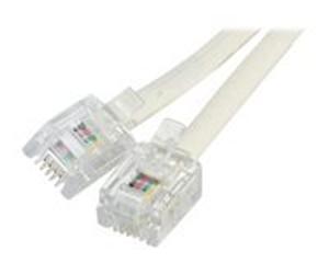 Cordon téléphonique RJ11 / RJ11 ivoire - 2 m