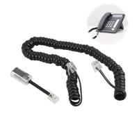 Cordon Téléphonique RJ9 4P4C de 3 m avec Détangleur Rotatif à 360°, Noir - Câble Spirale Extensible (3 m Déroulé / 0.5 m Enroulé), Compatible Universellement avec Tous Les Téléphones à Interface RJ9