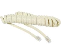 Cordon téléphonique spiralé RJ9 / RJ9 ivoire - 2 m