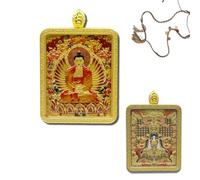 Cordon Tibétain Tressé Thangka-Halskette Pendentif Huit Gardiens du Zodiaque Boîte Cadeau Pendentif Thangka, Porter un Cordon Tressé à la Main, Thangka Représentant l'art Religieux (Style 3)