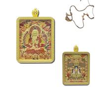 Cordon Tibétain Tressé Thangka-Halskette Pendentif Huit Gardiens du Zodiaque Boîte Cadeau Pendentif Thangka, Porter un Cordon Tressé à la Main, Thangka Représentant l'art Religieux (Style 2)