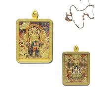 Cordon Tibétain Tressé Thangka-Halskette Pendentif Huit Gardiens du Zodiaque Boîte Cadeau Pendentif Thangka, Porter un Cordon Tressé à la Main, Thangka Représentant l'art Religieux (Style 4)