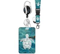 Cordon tortue avec bobine porte-badge et mousqueton et porte-carte - Beau tour de cou pour les étudiants - Cordon tour de cou avec cordon tour de cou pour carte