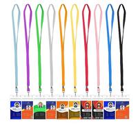 Cordon Tour de cou, 10 couleurs, Porte Badge, Porte Badge Tour de cou, Badge 10pcs, Cordon Tour de cou 10 pcs, Porte Carte, Tour de cou Porte clé, HOMEMARS Lanyard with Card Holder 10 pièces
