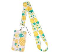 Cordon tour de cou avec porte-cartes, cordons de fruits pour le cou, pour badge d'identité, clés, permis de travail (couleur : ananas3, taille : 45 cm)