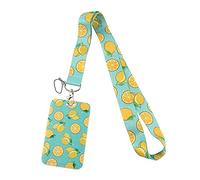 Cordon tour de cou avec porte-cartes, cordons de fruits pour le cou, pour badge d'identité, clés, permis de travail (couleur : citron1, taille : 45 cm)