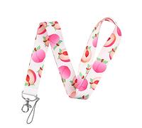 Cordon tour de cou en forme de fruits avec boucle de sécurité pour porte-badge d'identité, clés, cartes d'étudiant, téléphones portables (couleur : pêche, taille : 45 cm)