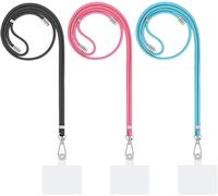 Cordon Tour De Cou, Lanière Et Lanyard Dragonne Poignet, 3 Pcs Nylon Cou Cordon Avec Fermoir Mousqueton Tournant, Lanyard Pour Porte-Badge, Clés, Appareils Photo, Noir+Bleu+Rose