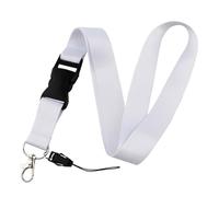 Cordon tour de cou noir for clés, porte-clés, porte-badge, carte d'identité, carte de crédit, passe, accessoires détachables(White)