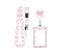 Cordon tour de cou papillon avec protecteur de cartes, porte-badges rétractable et sangle de cou amovible pour bureau, école et clip de sécurité rétractable