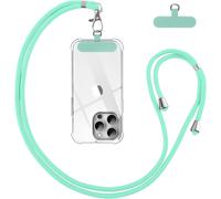 Cordon Tour De Cou Téléphone Portable Universel 150 Cm ¿ Lanière Nylon Réglable, Patch De Fixation Amovible Et Clip Ultra-Fin, Vert